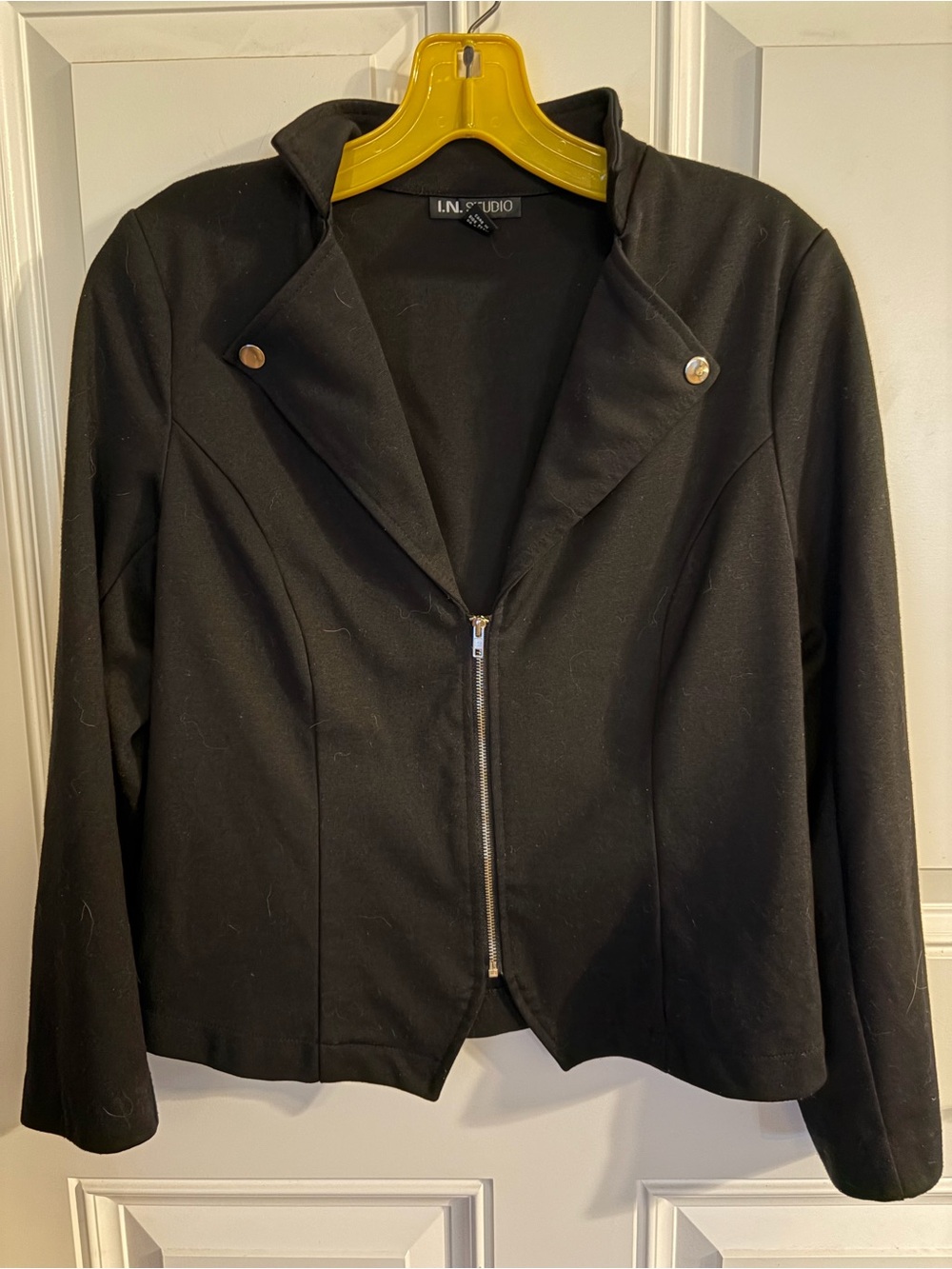 I.N. Studio Black Zip-Front Blazer Jacket